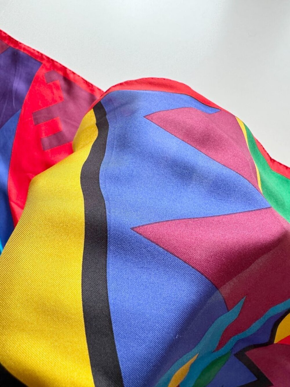 Vintage PERRY ELLIS Multicolor Graphic Silk Twill 64" x 16" Long Rectangle Scarf - Picture 9 of 13